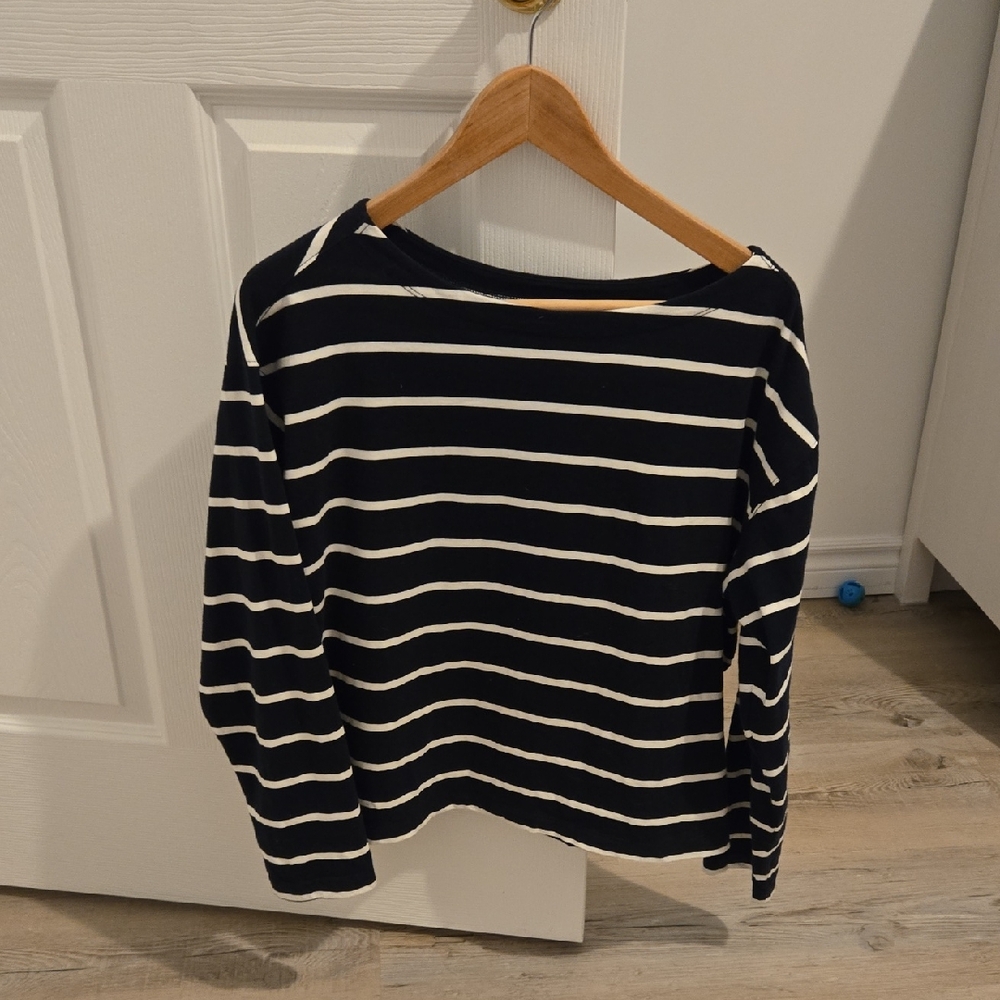 Old Navy Navy and White Mariner Striped Long Sleeve Top